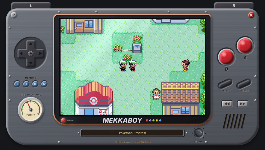 Thumbnail Two players’ trainers side by side in Pokémon Emerald. With Together Mode, a friend walks around in your own copy of a Game Boy, Game Boy Color or Game Boy Advance Pokémon game, and you walk around in theirs.