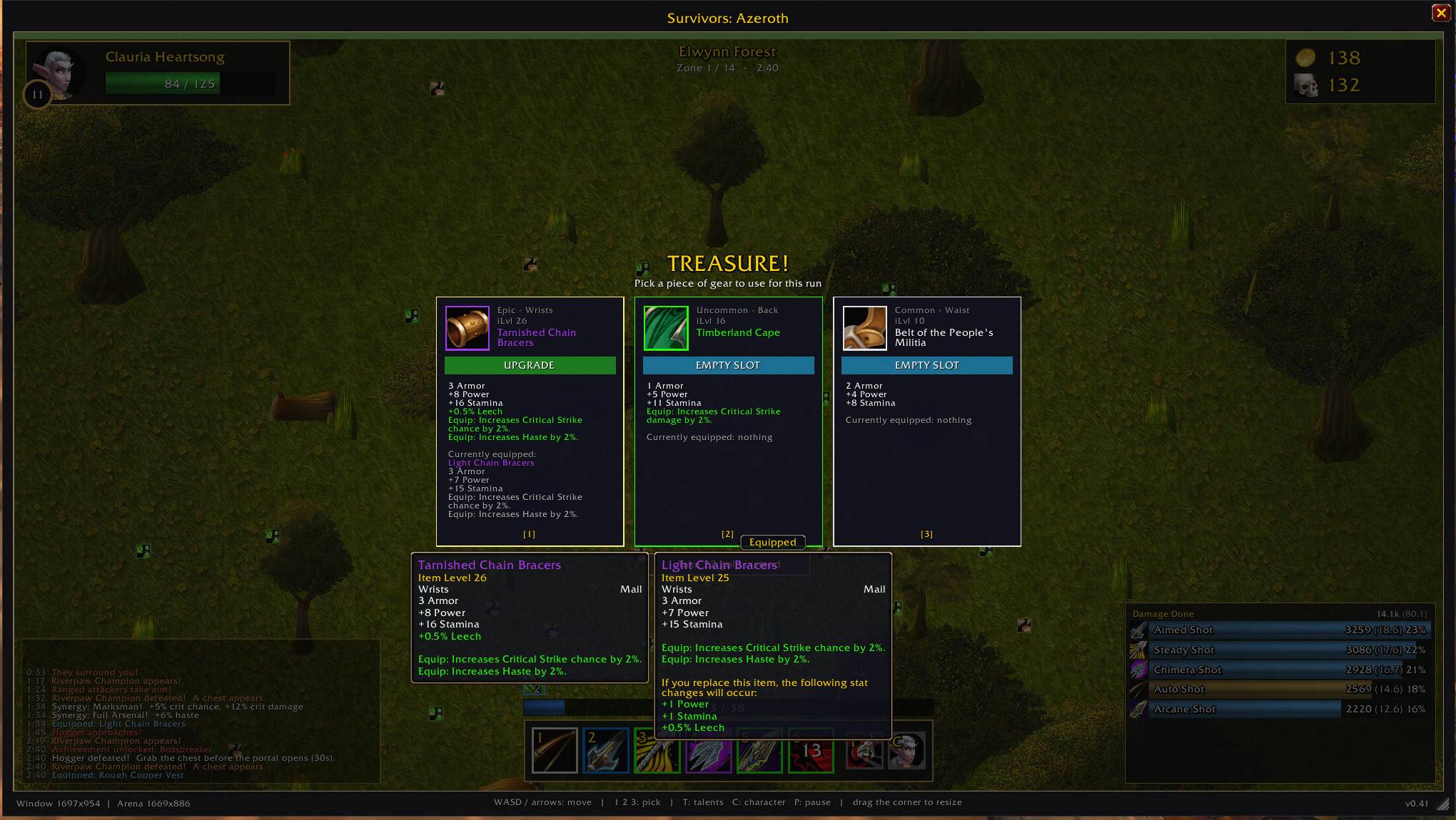 Find items from treasure and upgrade your gear