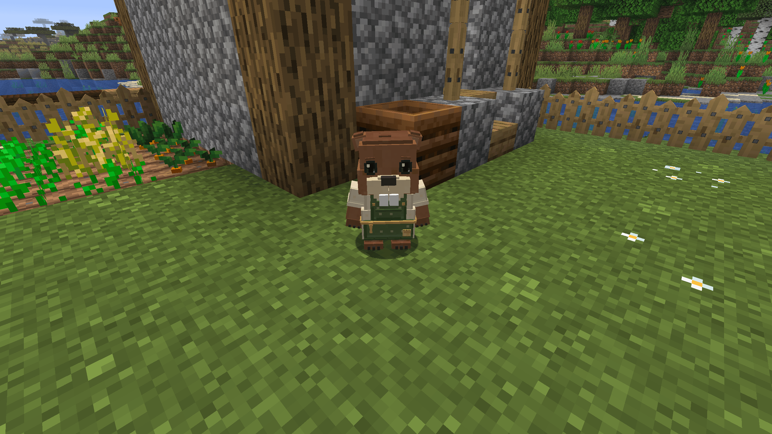 Chipper helps with suitable natural trees and carries the timber home