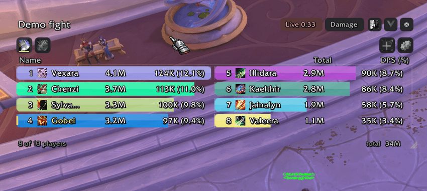 Live meter with two columns