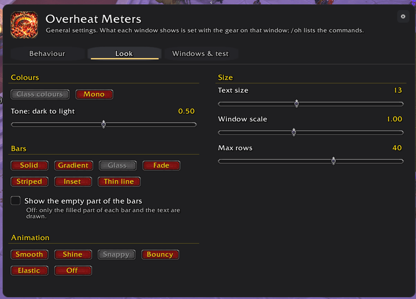 Look settings