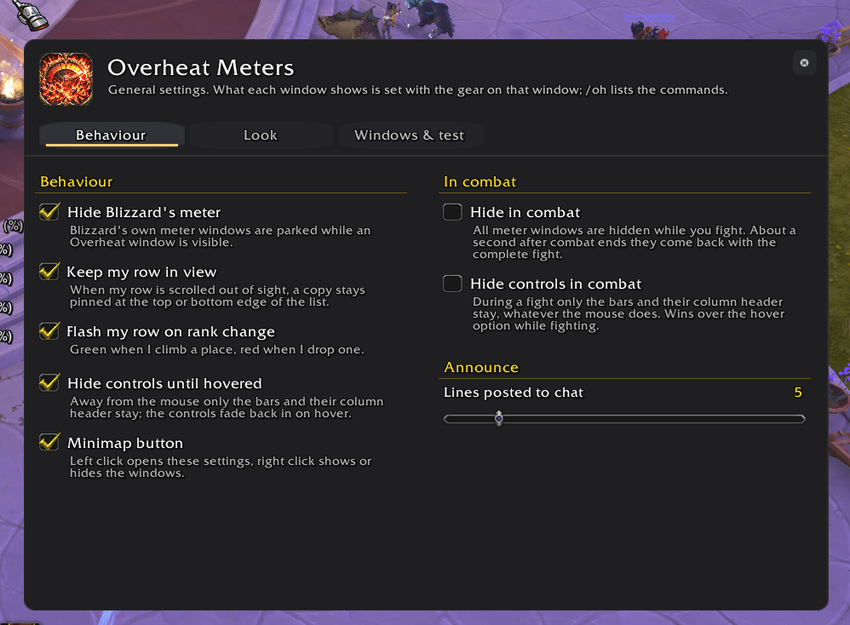 Behaviour settings