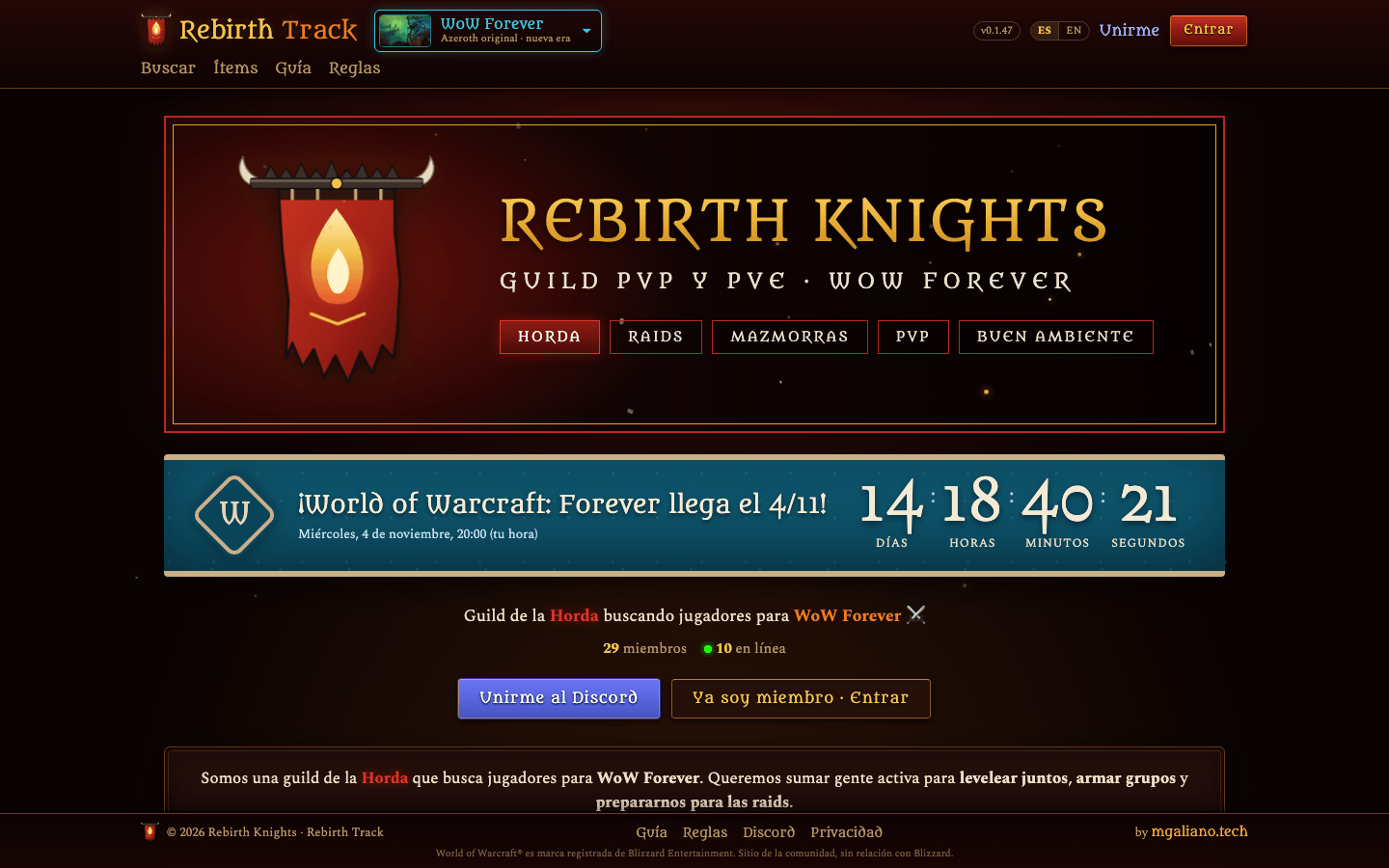 Thumbnail The Rebirth Knights guild site: sign in with Discord to see raids, dungeons, combat logs, loot priority and members.