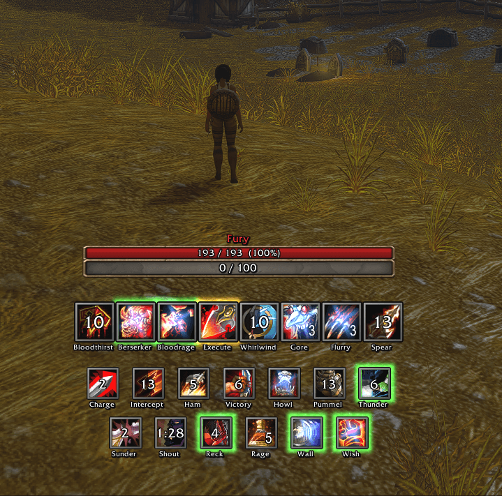 Warrior HUD for a Fury warrior