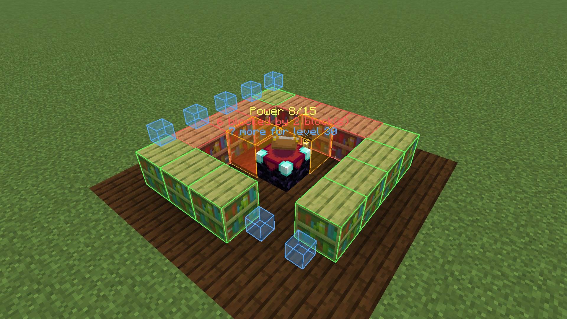 The placement plan: blue cubes show where the missing shelves go