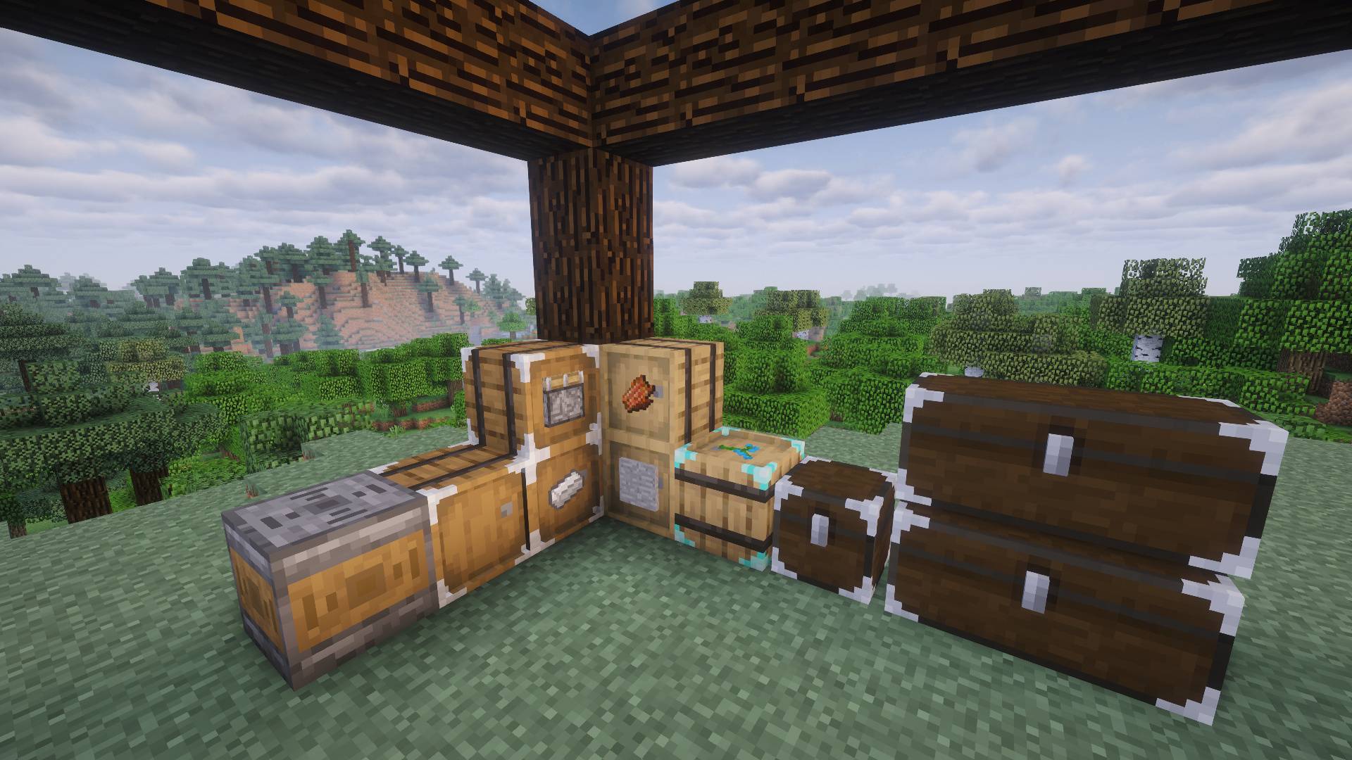 Barrels, limited barrels, chests and shulker boxes from Sophisticated Storage Legacy