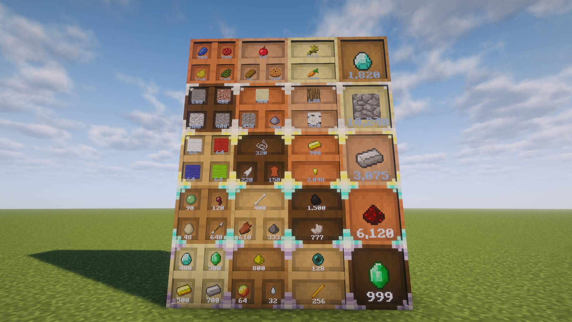 A wall of limited barrels showing their items and counts