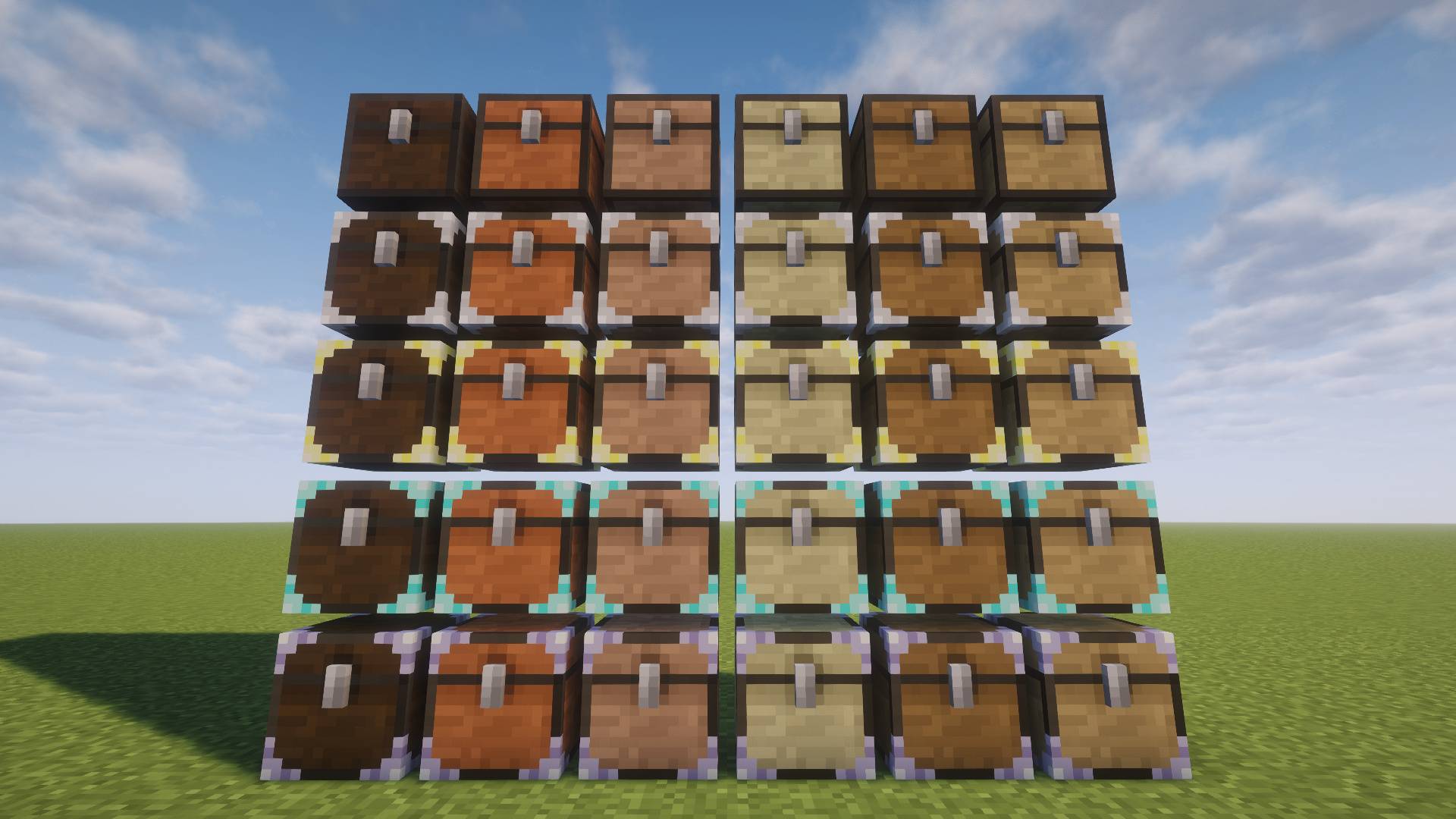 Chests in every wood and tier