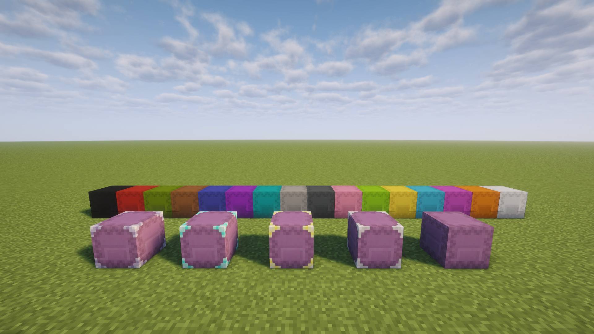 Shulker boxes in every tier and colour