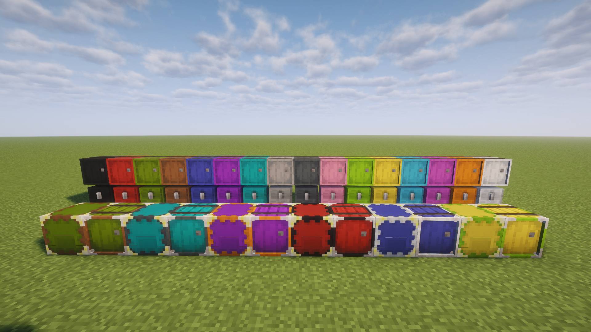 Dyed barrels and chests in all sixteen colours
