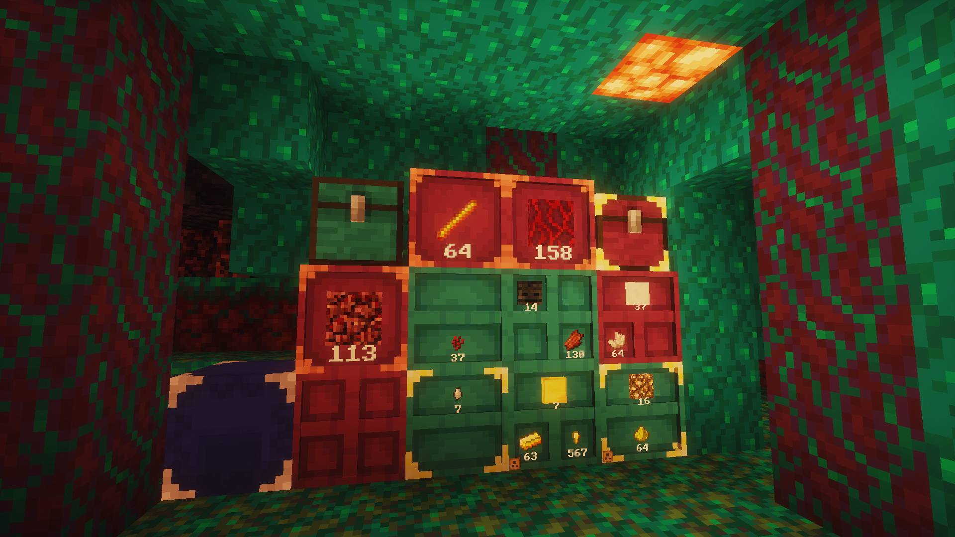 Crimson and warped storages in a warped forest
