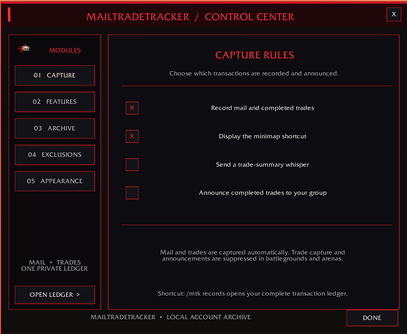 Thumbnail Enable or disable features