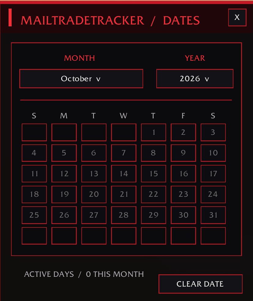 Thumbnail Pick a certain date you want to explore mail/trades