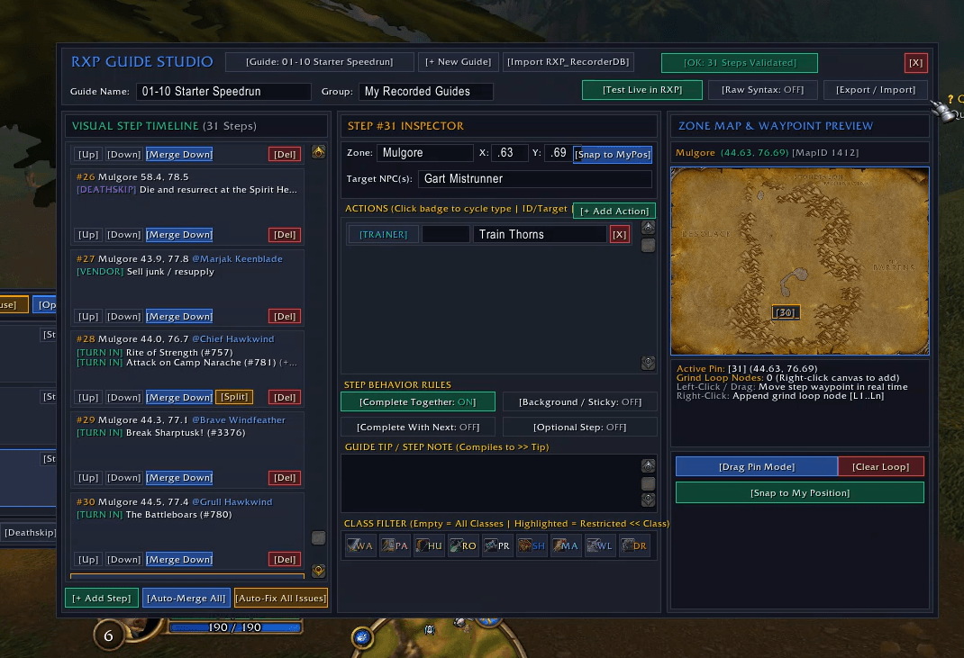 View of the Studio where you can adjust your guide visually.