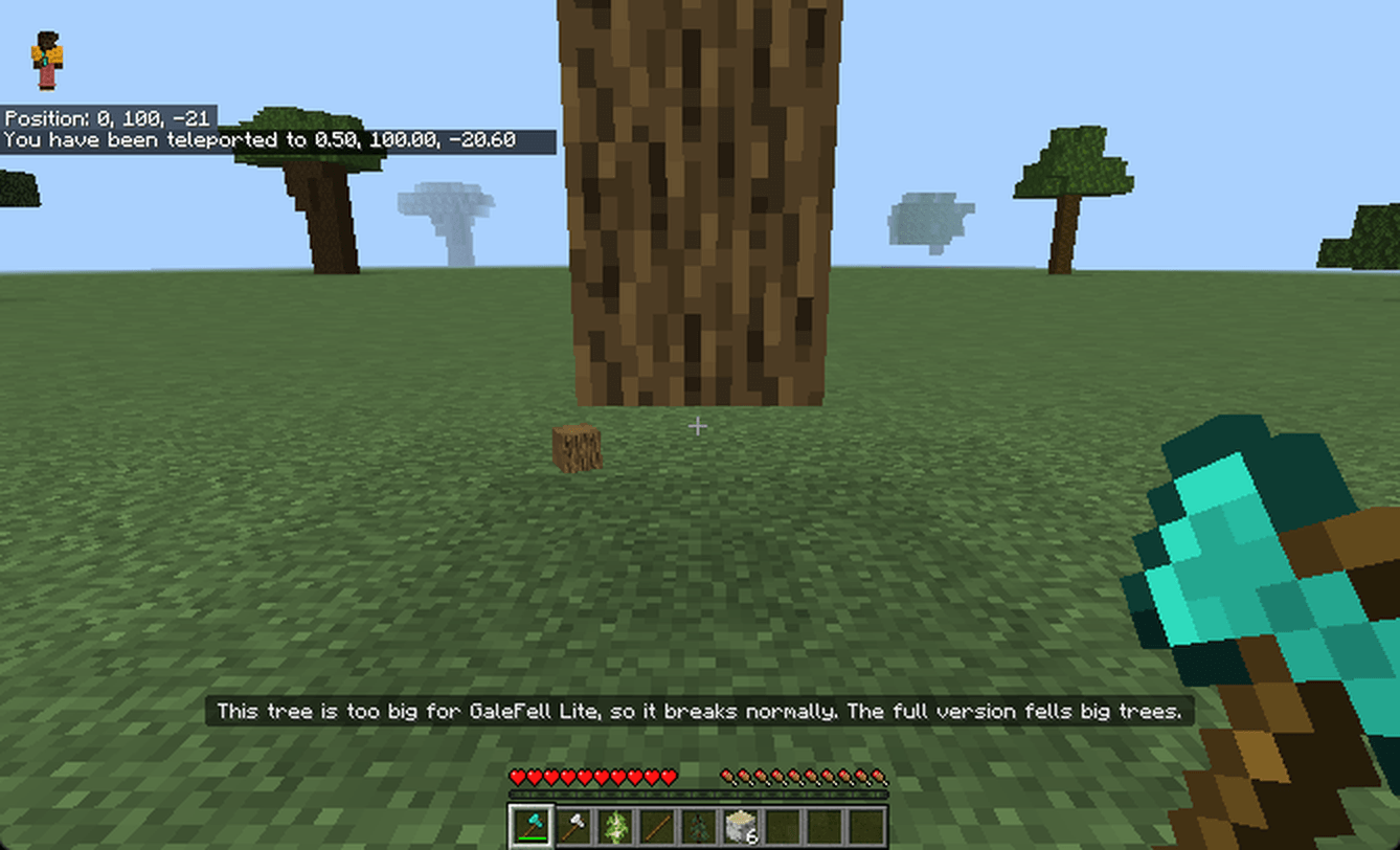 Thumbnail Trees over the Lite size limit break normally too, with a short note on the action bar.