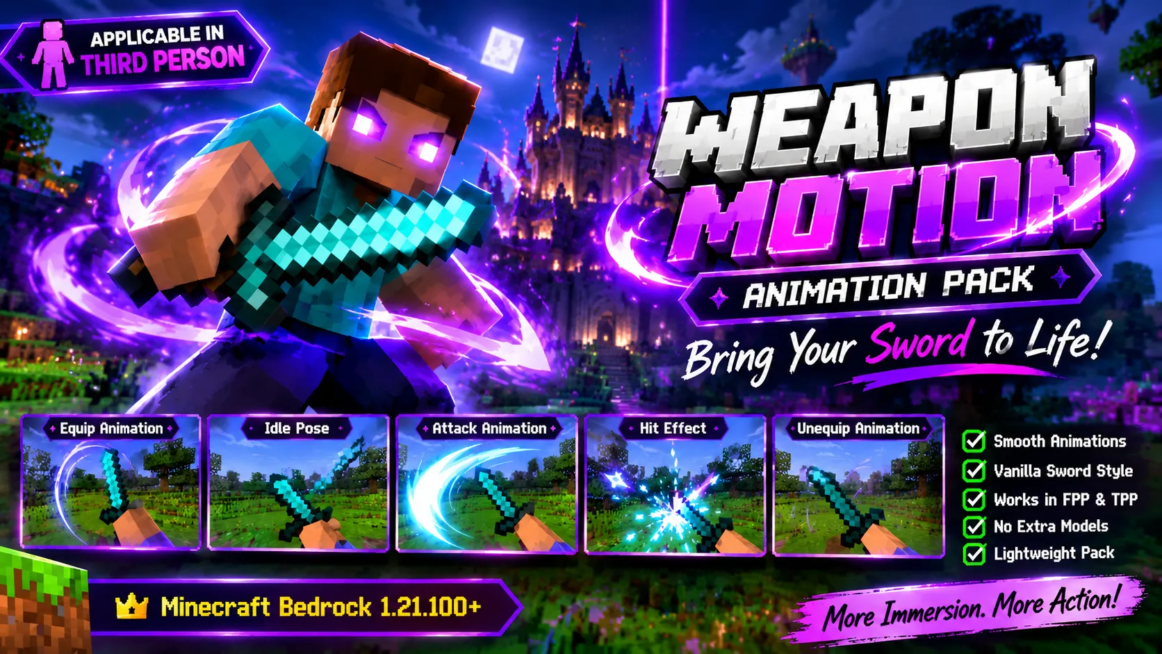 Weapon Motion — Cinematic Sword Animations - Minecraft Bedrock Addons ...