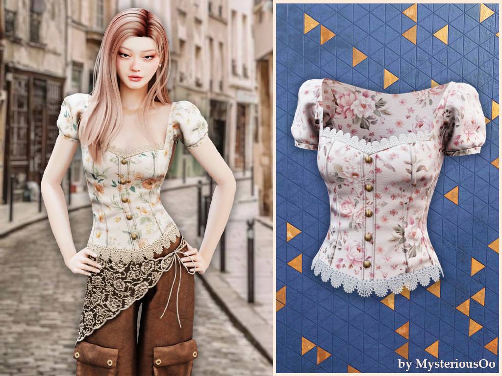 MysteriousOoFloralPuffSleeveBlouseWithLace1608.jpg