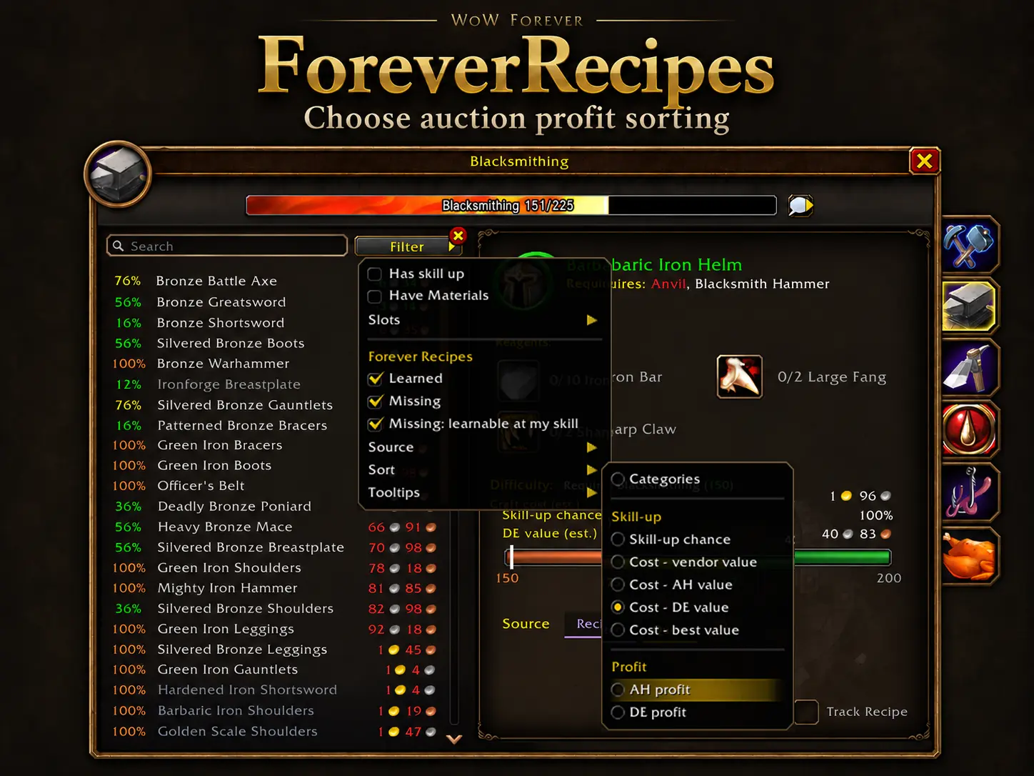 Choose auction profit sorting