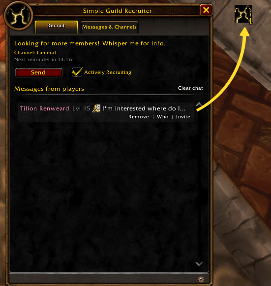 Thumbnail A notification icon lets you know when its time to send a new message, and how many whispers you have