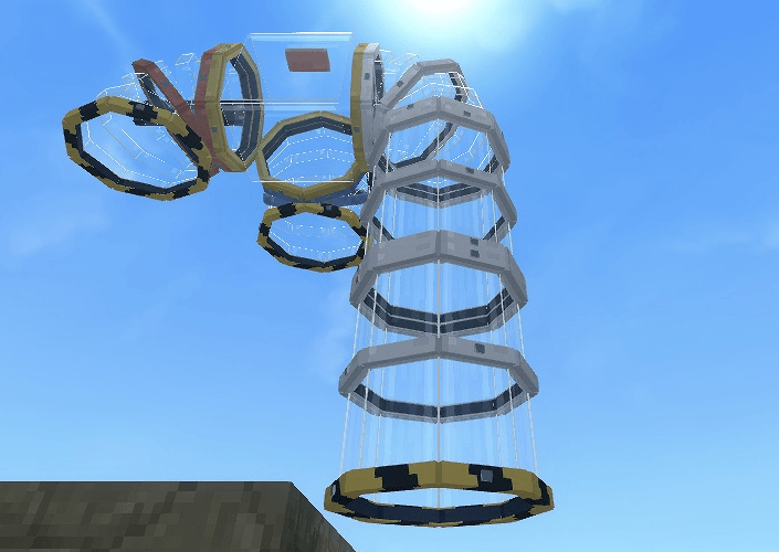 White straight intake feeding a gold splitter and two coloured stations