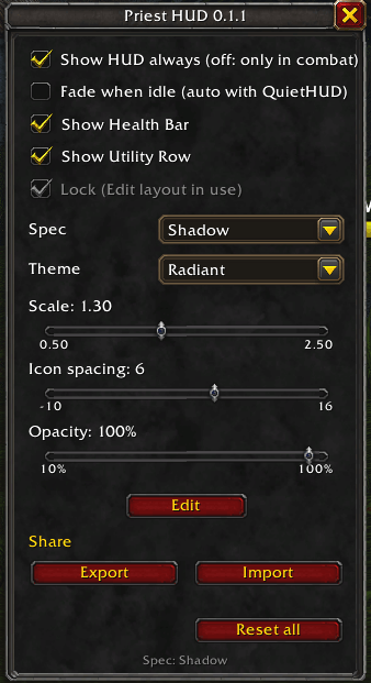 The Priest HUD menu