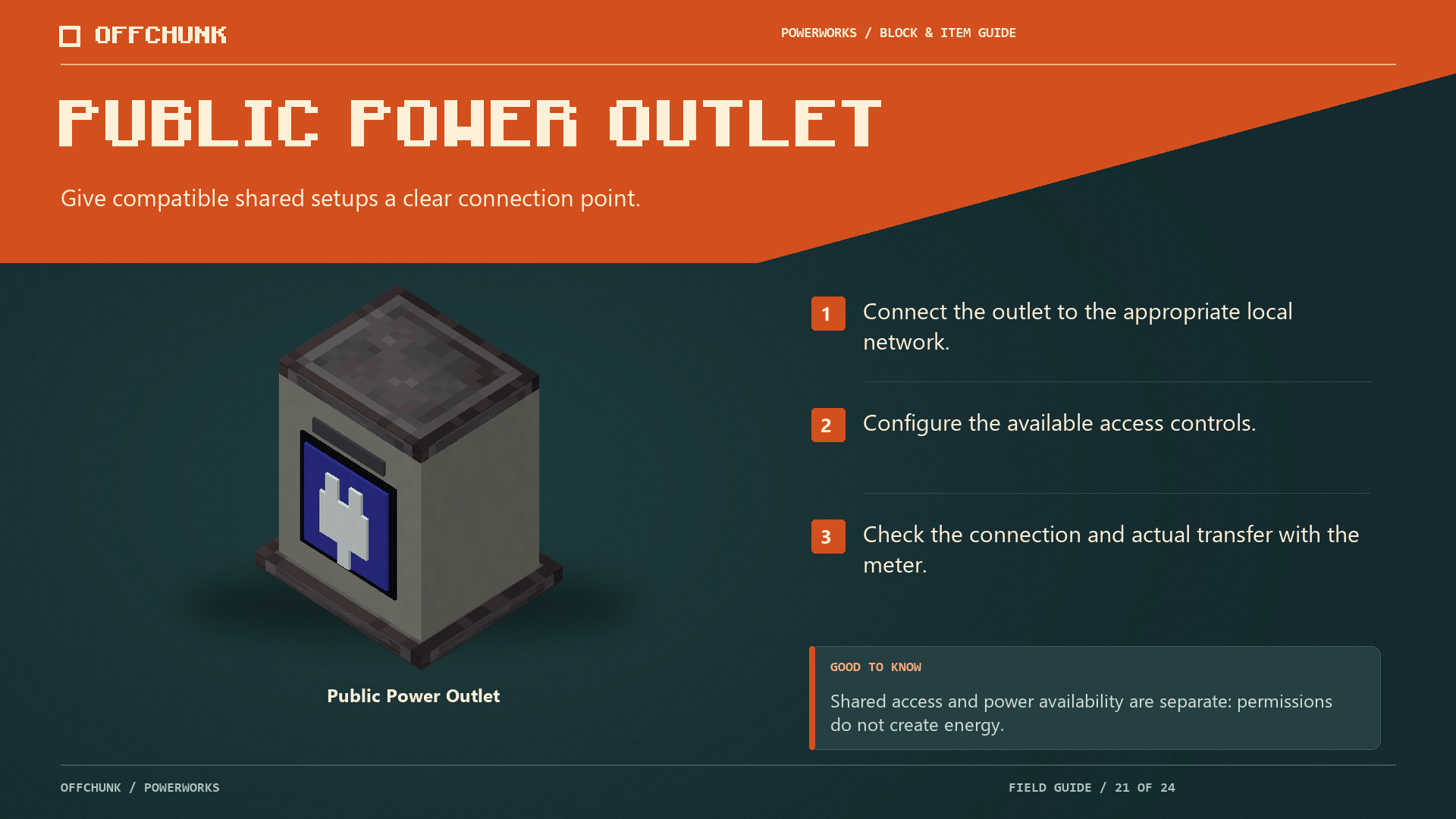 Thumbnail Add a power connection to a shared workshop or service area.