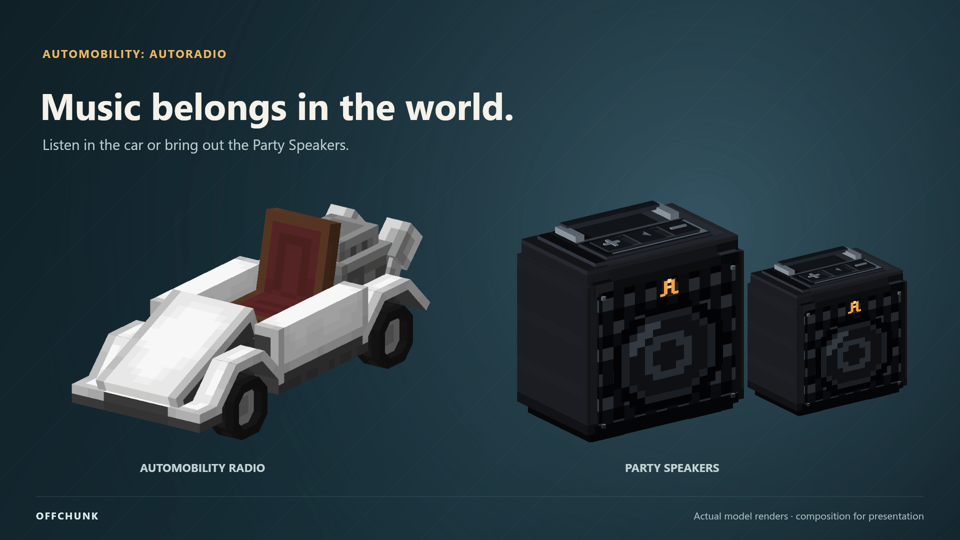 Thumbnail Presentation composed from the actual exported game-model geometry and original textures. Not an in-game screenshot. Automobility vehicle models are shown for the relevant optional integration.