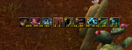 Thumbnail Carried herbs and available Warband Bank herbs. Bank entries are marked W.