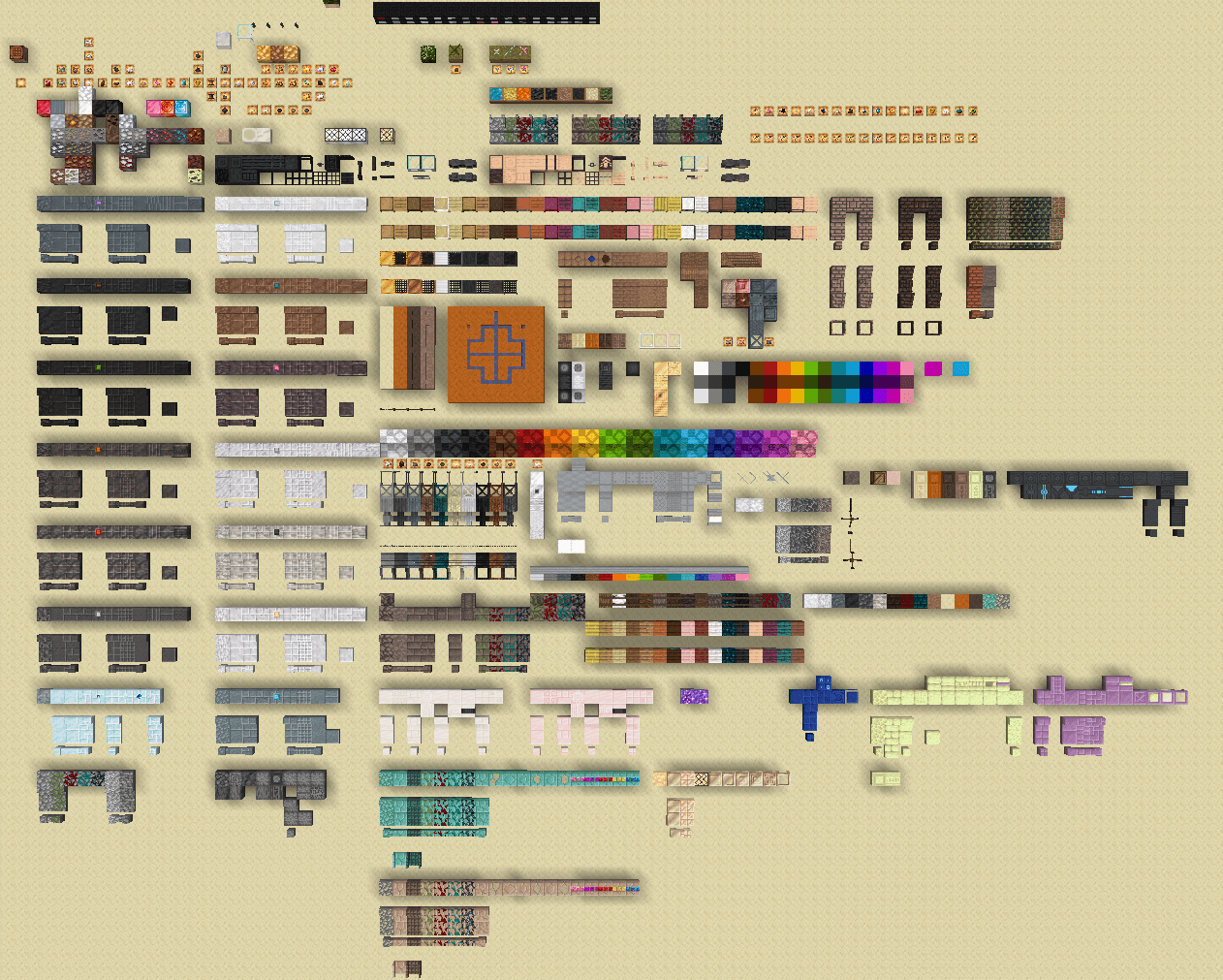 13 new stone types, 2 new wood types, 3 new flowers, and over 1000 new blocks total!