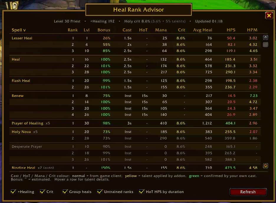 Main table when you click the minimap icon or type /hra