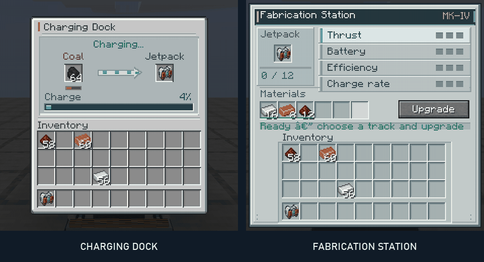 Charging Dock and Fabrication Station interfaces