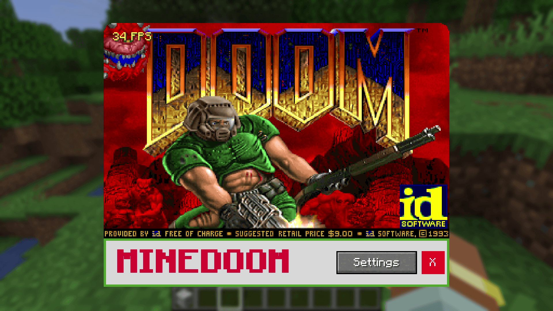 Main menu with the fps counter locked at 35 Hz