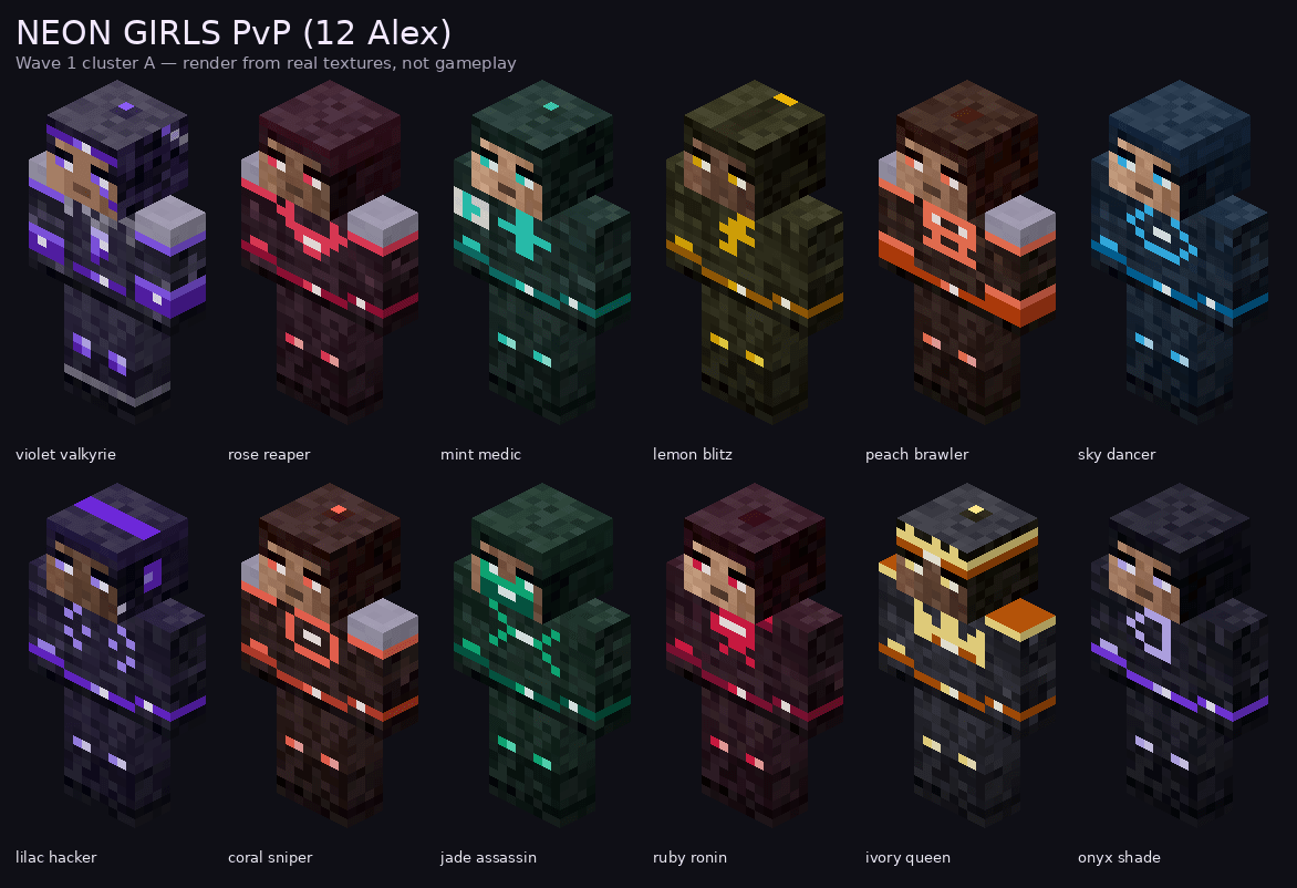 Neon Clash — 42 Dark Neon PvP Skins [Wave 1 Living Pack] - Minecraft ...
