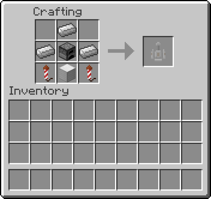 Thumbnail Consisting of:
2 Firework Rockets
1 Furnace
1 Iron Block
3 Iron Ingots
