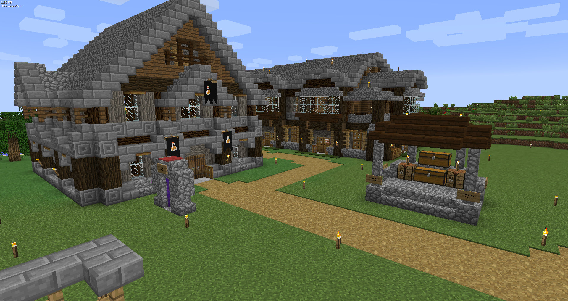 another look from the server
this is the survival spawn village
with tavern, community chests & hotel/player trade market
