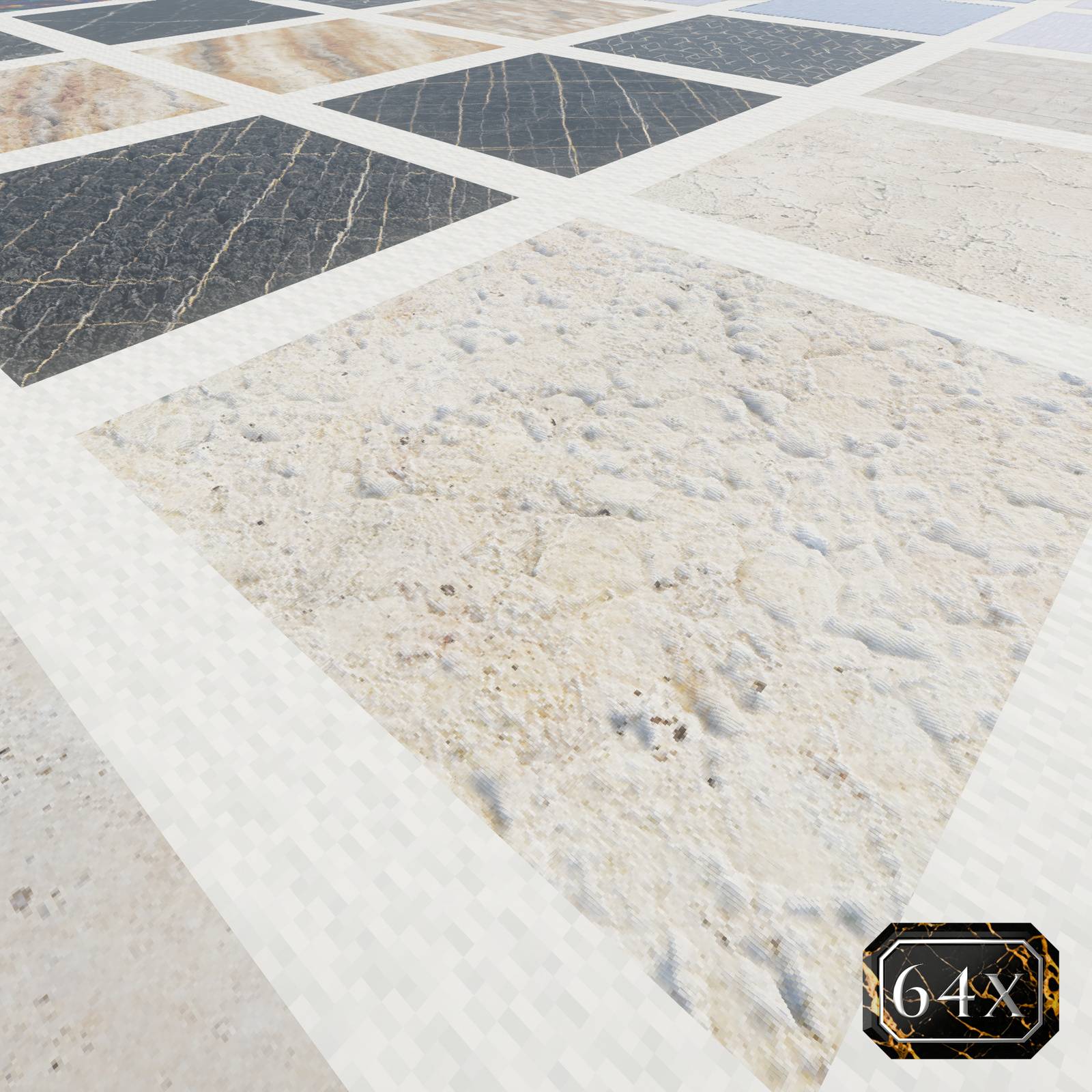 Thumbnail Pale textured stone beside dark veined stone, photographed using the ERYDON 64x pack. Shaders: Complementary Unbound.