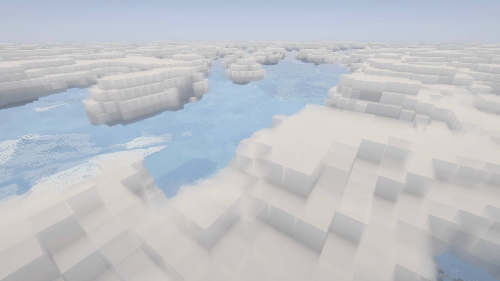 Thumbnail Cloud tops and open gaps. Cloudscape 0.5.7-rc.1; Complementary Reimagined r5.9.3; DH 3.3.4. Actual game capture, high filming settings. Lighting/water: Complementary. Not an FPS benchmark.