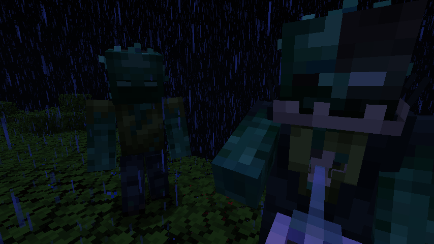 An intimidating Immortal drenched in pouring rain, with a loyal Zap following his every move