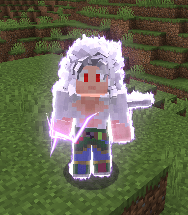 The classic Dragon Ball AF Super Saiyan 5 form, with white hair, red eyes and a white aura