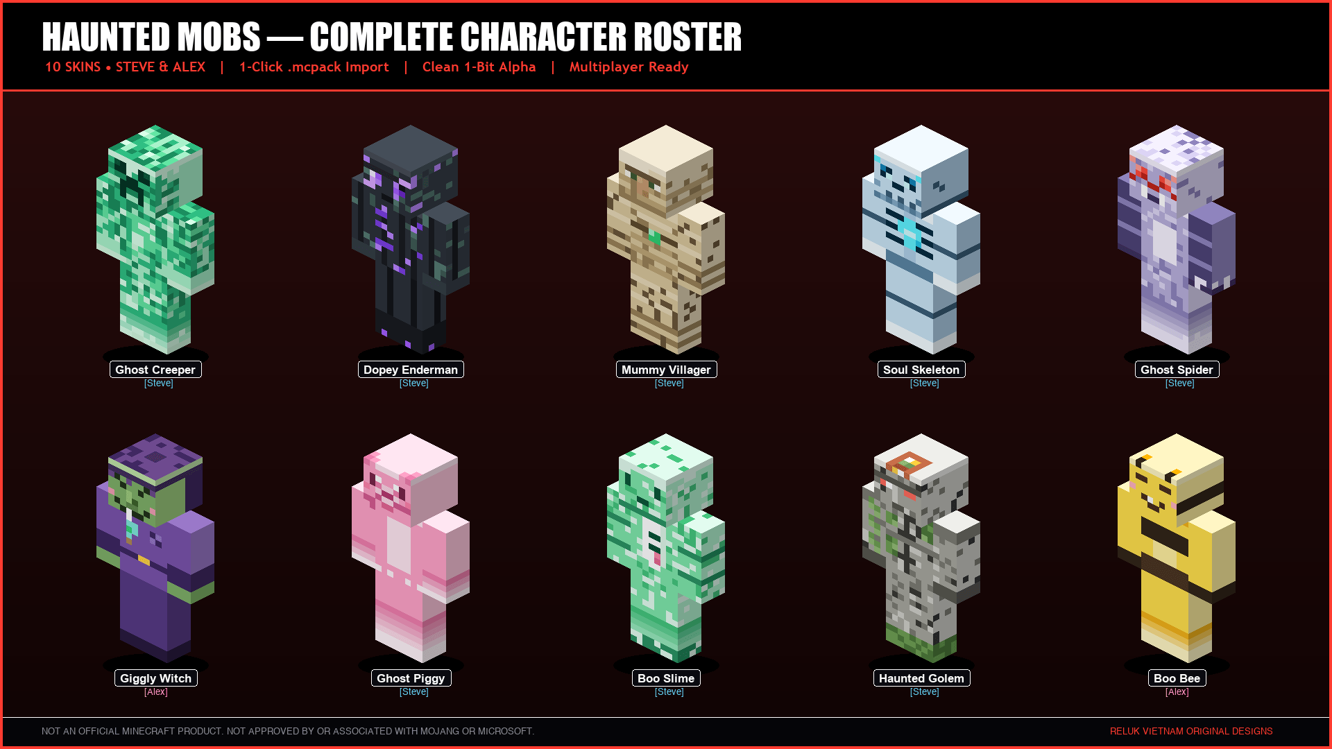 Haunted Mobs — 10 Halloween Mob Skins [Free] | Minecraft Skin Packs