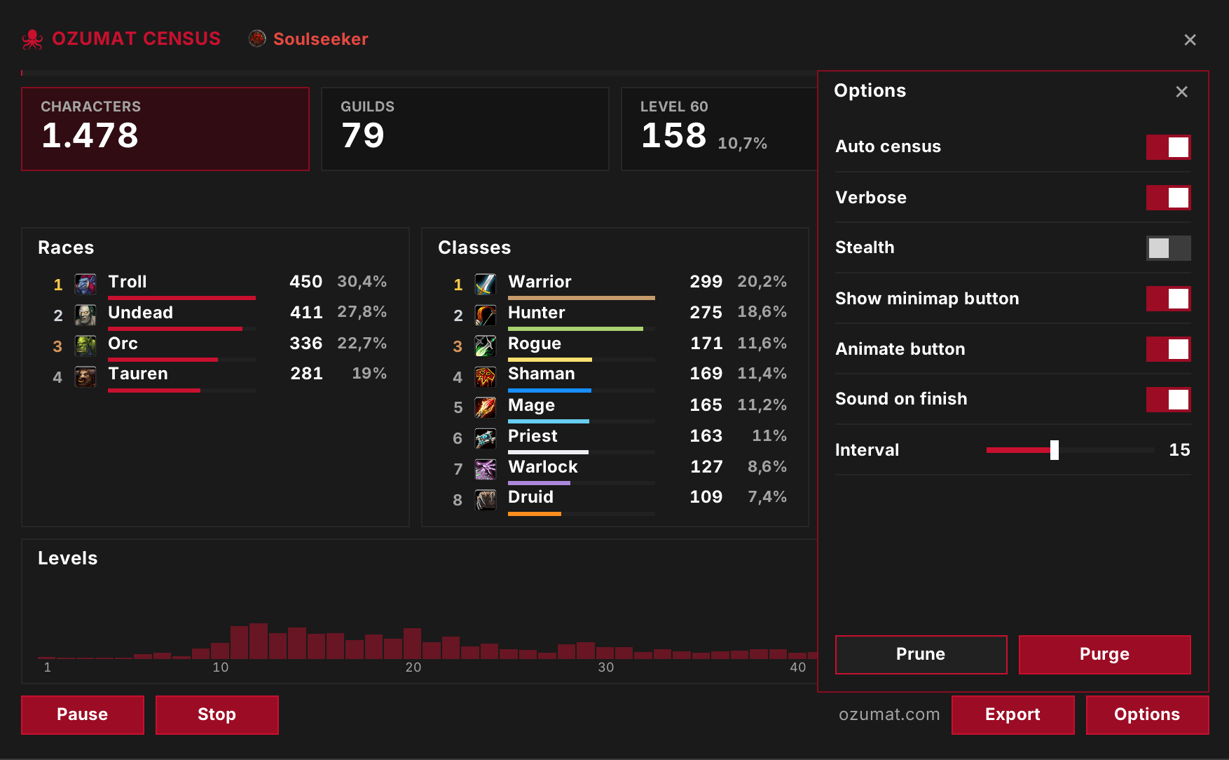 Thumbnail Shows options panel
