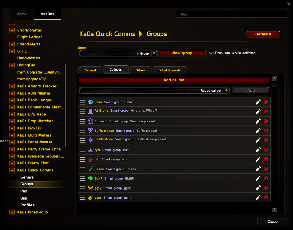Group editor