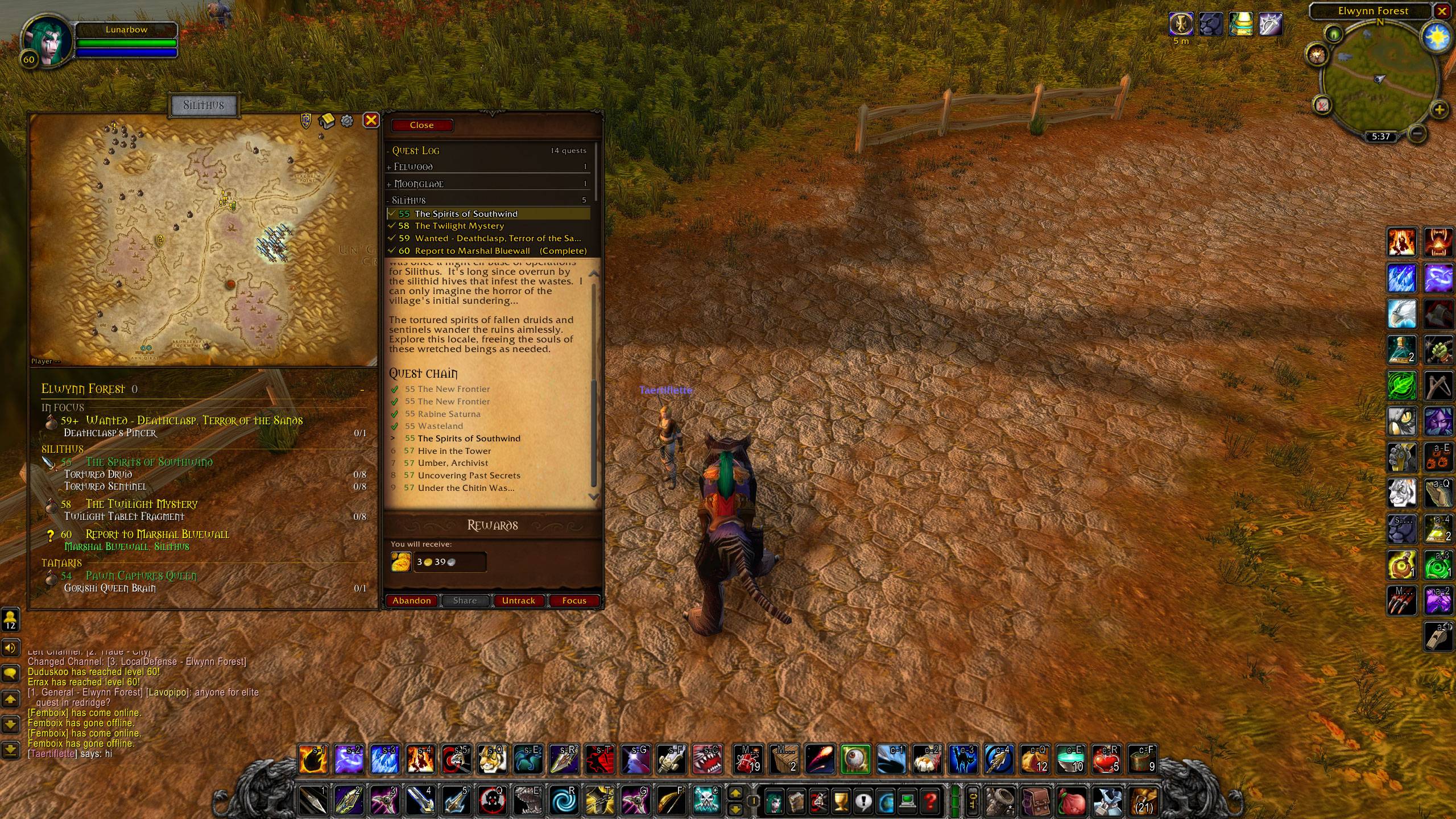 Pins glow when hovering the quest title.