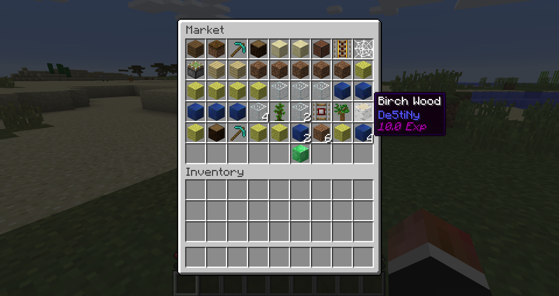This is what the market looks like when you open it with /market.