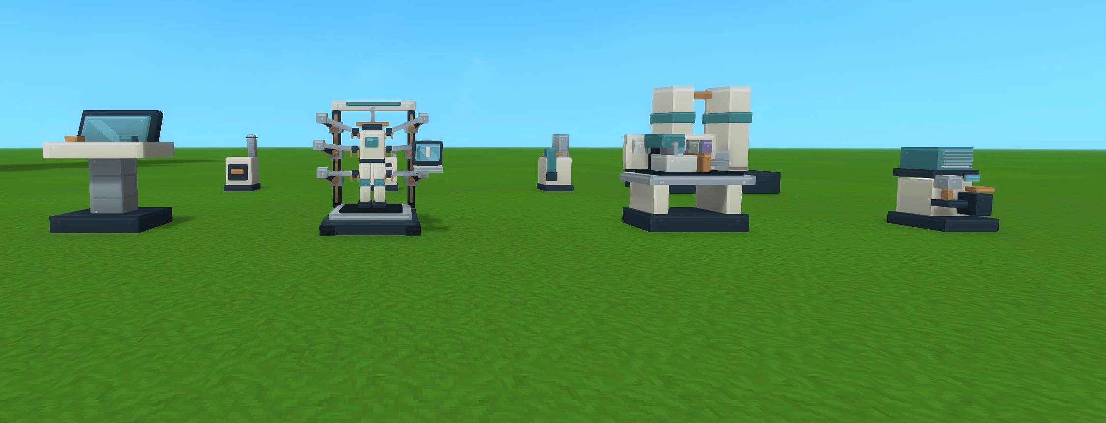 Astral workbenches, oxygen equipment and fuel processors arranged beside the launch site