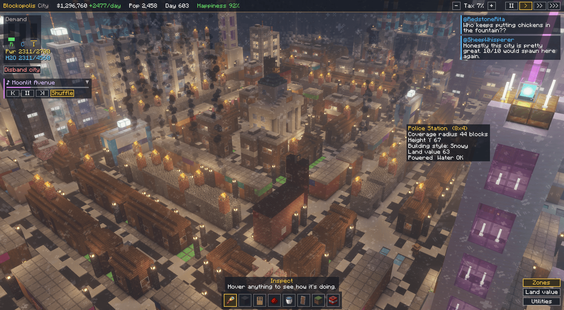 Blockopolis City centre snow aesthetic!