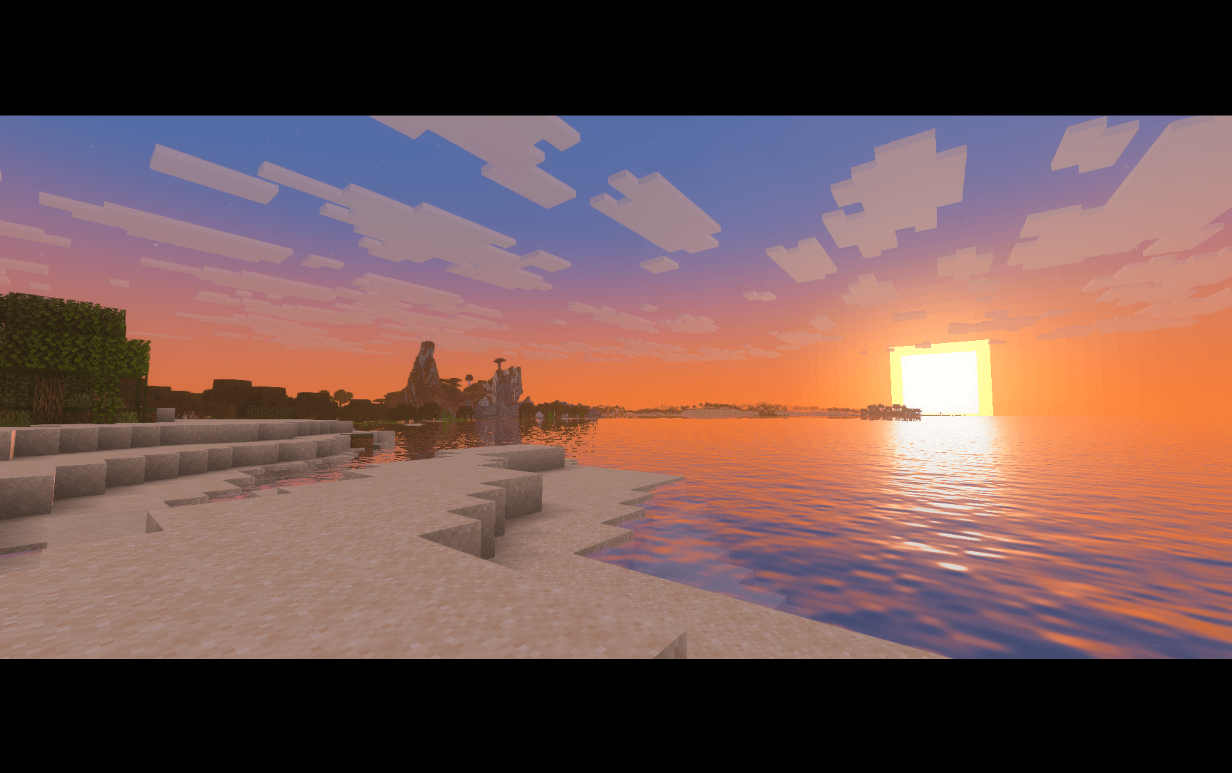 Warm sunset lighting and reflections along the shore with oh shiny!