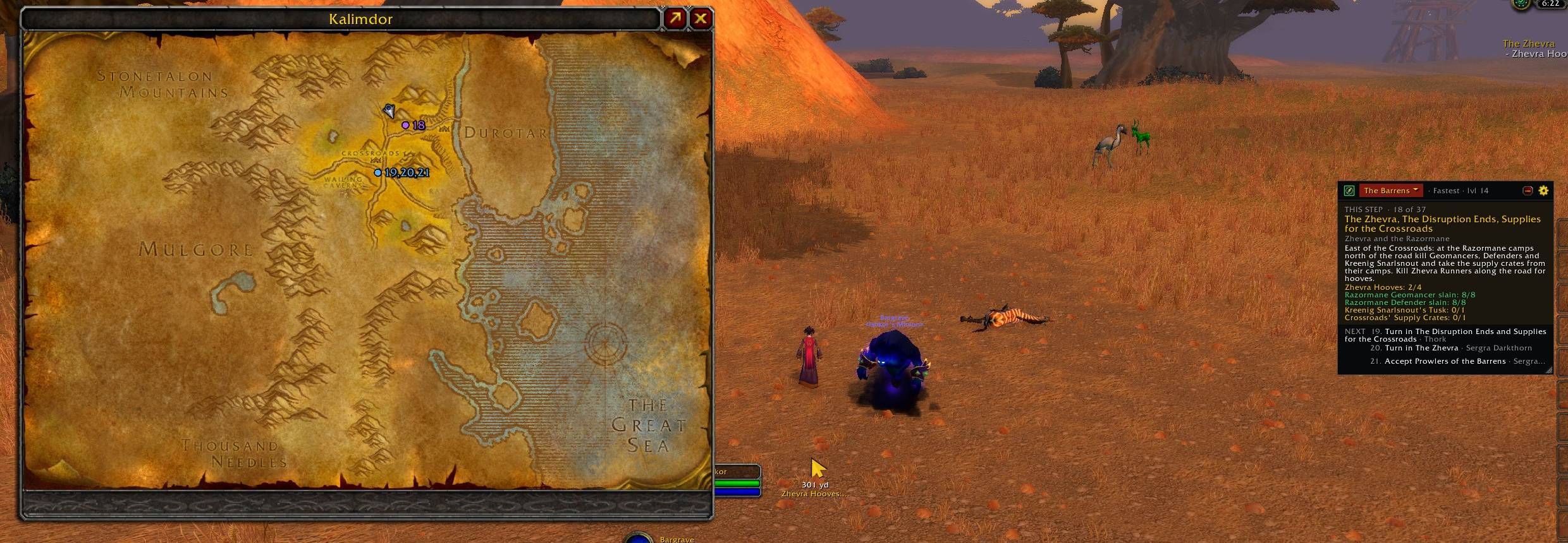 Thumbnail The current step in purple and the next ones in blue on the world map, with the step window beside them.