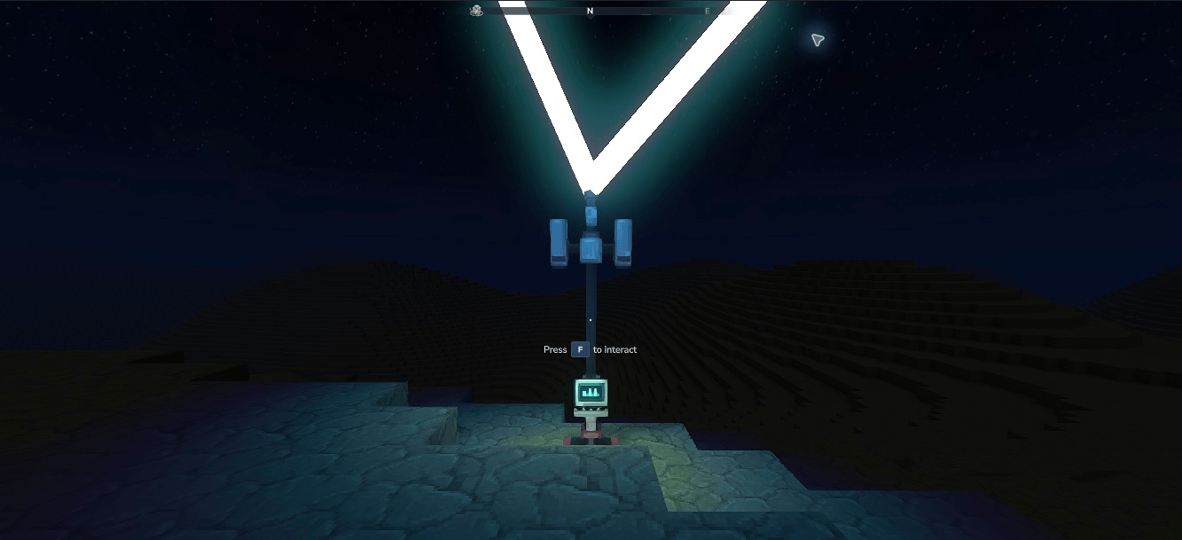 Thumbnail Native Hytale 0.7.4: the 3.5-block mast has an angled computer at its base. Connected masts add soft nearby ground lighting.