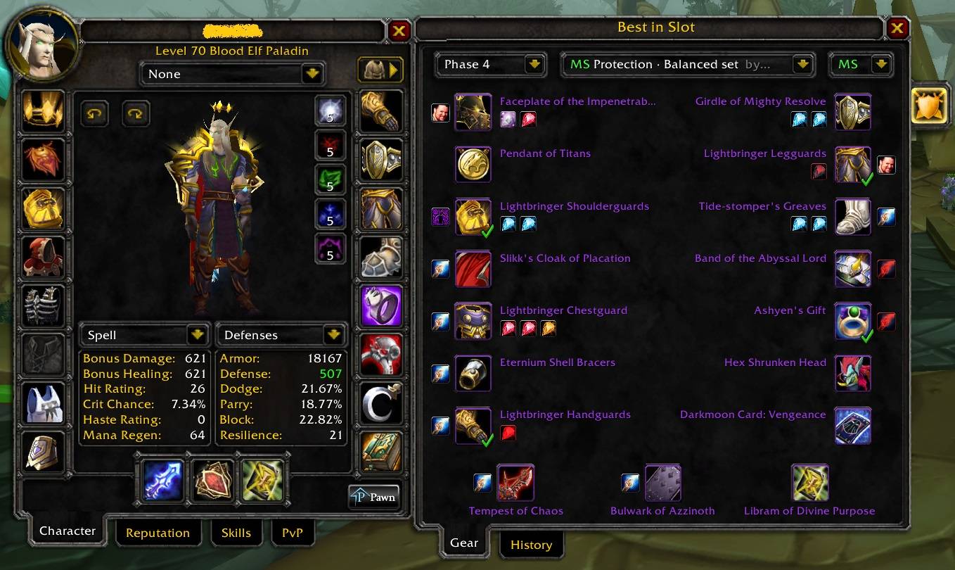 Thumbnail Best in slot gear for phase 4, checked items are items that your character already has.